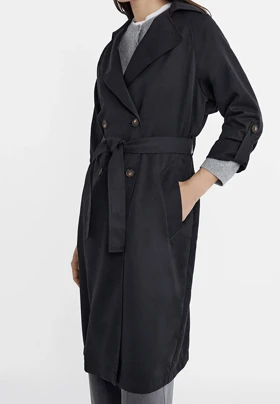 ترنچ کت مشکی Stradivarius 221