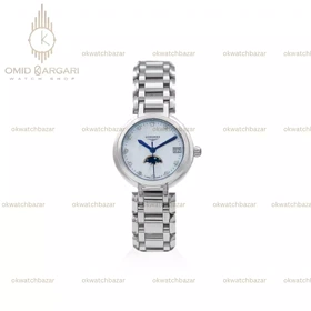 ساعت مچی لونژین بند سیلور صفحه سفید اندکس نگین Longines