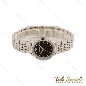 ساعت زنانه امپریو آرمانی سیلور صفحه مشکی شماره نگین Armani-5440-L