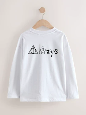 بلوز آستین بلند سفید طرح هری پاتر