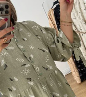 پیراهن مانتویی گلسا همراه کمربند