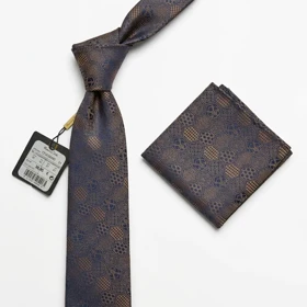 کراوات و پوشت دستدوز طرح هانی کامب برند Massimo Dutti (عسلی)