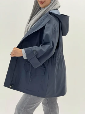 4021-بارانی کلاهدار مانیا (ایراددار)