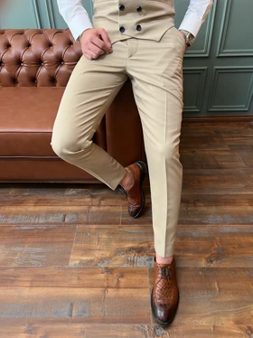 شلوار فاستونی ساده کرم p163