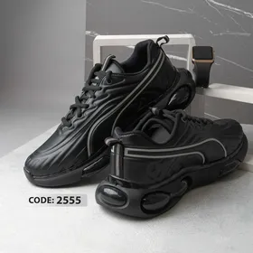 کتانی چرم بنددار مشکی زیره ژله ای مشکی سایز بزرگ PUMA