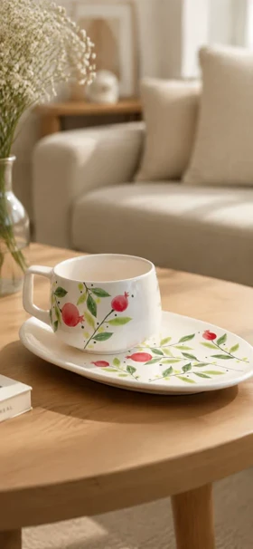 ست چای خوری بیسکوییت خوری سرامیک طرح انار