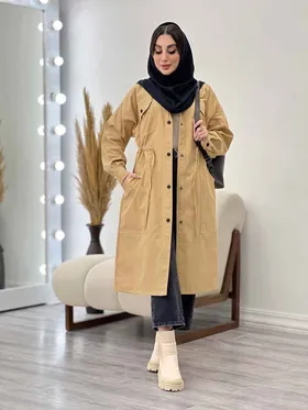 بارانی بلند چهارجیب کمرگت
