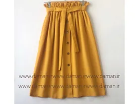 دامن جلو دکمه خردلی قد 75