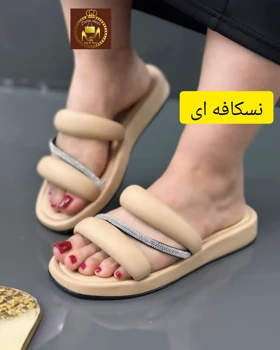 صندل دمپایی روفرشی زنانه حلقه نگین‌دار