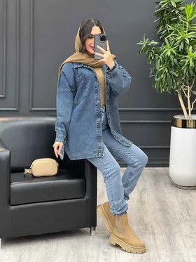 مانتو جین دو جیب پایین هلال