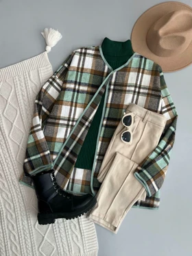 کت چهارخونه پشمی کد 3132