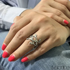 انگشتر جواهری طرح شاخه نقره ای 30212