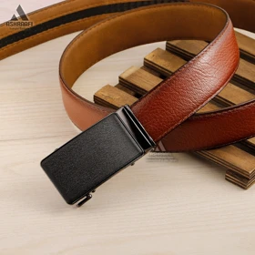 کمربند ساده ریلی Leather Ratchet Belt BL72 (قهوه‌ای)