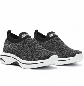 کفش کتانی اسکیچرز جورابی مشکی سفید مدل ARCH FIT کد 295047