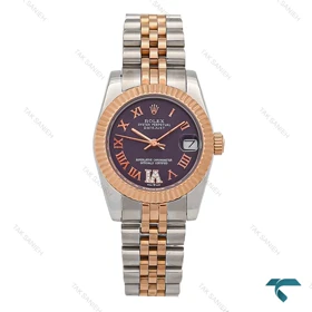 رولکس زنانه رولکس دورنگ رزگلد صفحه بنفش Rolex-6896-L