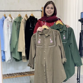 مانتو زنانه گلدوزی مدل آنا