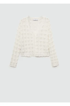 ژاکت کش باف پشمی زنانه اورجینال منگو mango