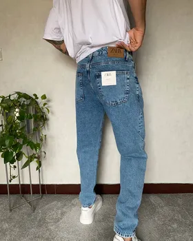 شلوار مام فیت پارچه ترک ابی ZARA