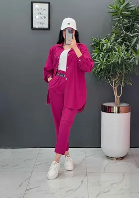 ست مانتو شلوار لینن کمربند Dior