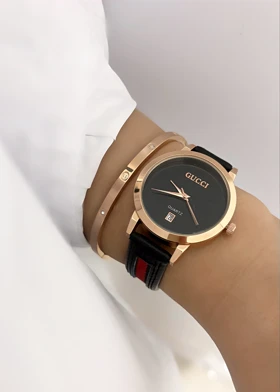ساعت گوچی دخترانه بند چرمی 676