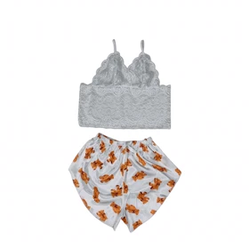 ست نیمتنه گیپور و شلوارک طرح تدی 135