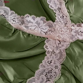 لباس خواب زنانه رنگ سبز مدل ساتن 5246-F08