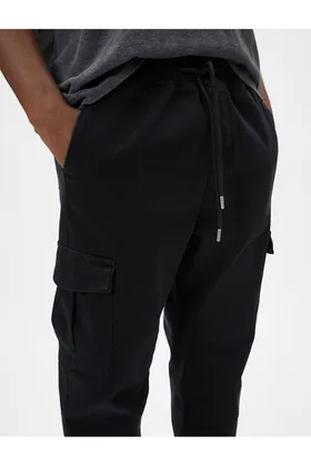 شلوار Jogger با جیب باری و کمر توری 4SAM40005HW