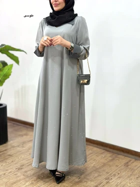 پیراهن مانتویی بلند نگین