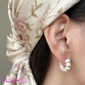 گوشواره دخترانه YSX مدل حلقه‌ای سفید طلایی کد 2991