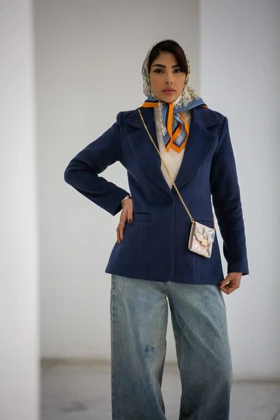 پالتو کت جناقی تک دکمه (سرمه ای)