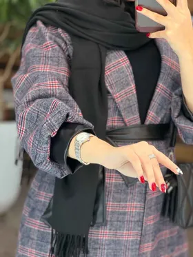 پالتو طرحدار سرآستین چرم