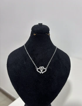 گردنبند نقره زنانه قلب درهم مینیمال 999