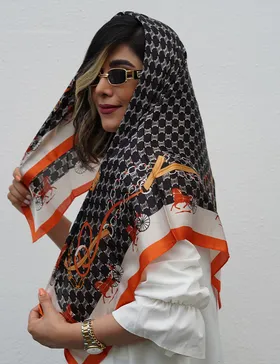 روسری ساتن ابریشم مشکی از برند هرمس سابرینا