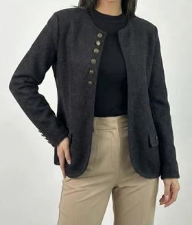 کت زنانه فوتر کوتاه رنگ مشکی کد (8728)