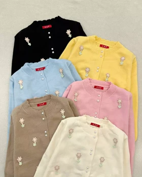 ژاکت بافت گل برجسته 6 رنگ کد 5411