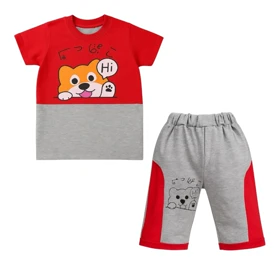 ست تیشرت آستین کوتاه و شلوارک راحتی پسرانه مدل PJ1397