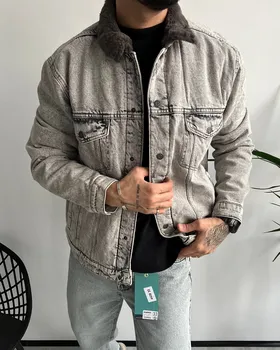 کاپشن جین وارداتی PULL&BEAR طوسی