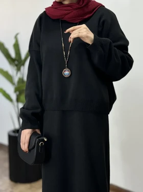 ست سارافون بلند و پلیور بافت شیدا 2