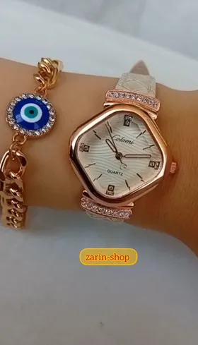 ساعت دخترانه چرمی لوزی نگین‌دار Colomi