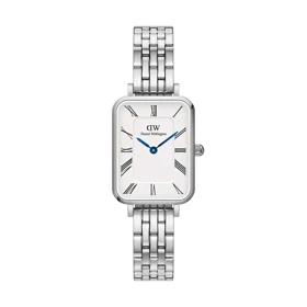ساعت دنیل ولینگتون زنانه مستطیلی سیلور ایندکس یونانی DW-5520-L