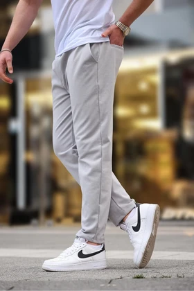 شلوار مردانه صاف خاکستری E6556