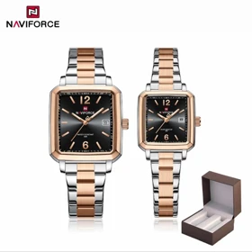 ساعت ست نیوی فورس NF9252 مشکی بدنه رزگلد سیلور مدل s-10399