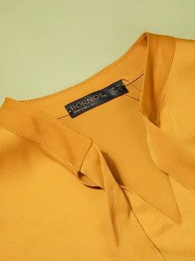 تاپ زنانه ساتن یقه کرواتی کلاسیک غنچه