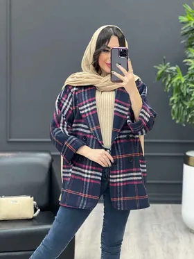 پالتو چهارخونه یقه آرشال