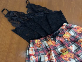 ست نیمتنه گیپور و شلوارک طرح تدی 056