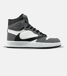 کفش کتانی ساق‌دار مردانه و زنانه مشکی سفید طوسی NIKE travis scott مدل 7675