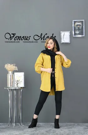 مانتو مخمل کبریتی سه جیب