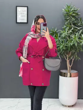 مانتو لینن آستین پیله دکمه چوبی