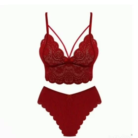 ست شورت و نیم‌تنه زنانه زرشکی مدل گیپور