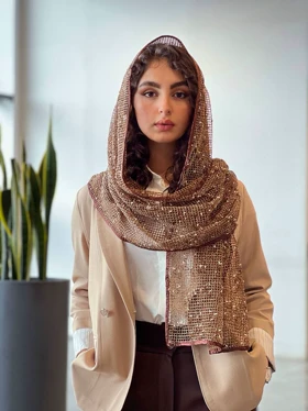 شال بهاره جیهان (قهوه ای)